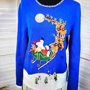 Le Moda Embellished Ugly Tacky Christmas Sweater Size XL